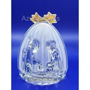 Mikasa Crystal Nativity Scene Golden Star Tabletop Christmas Décor 5.5 x 4.25
